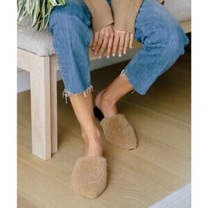 Jenni Kayne Shearling Fur Teddy Slide Mule Sandals Size 39